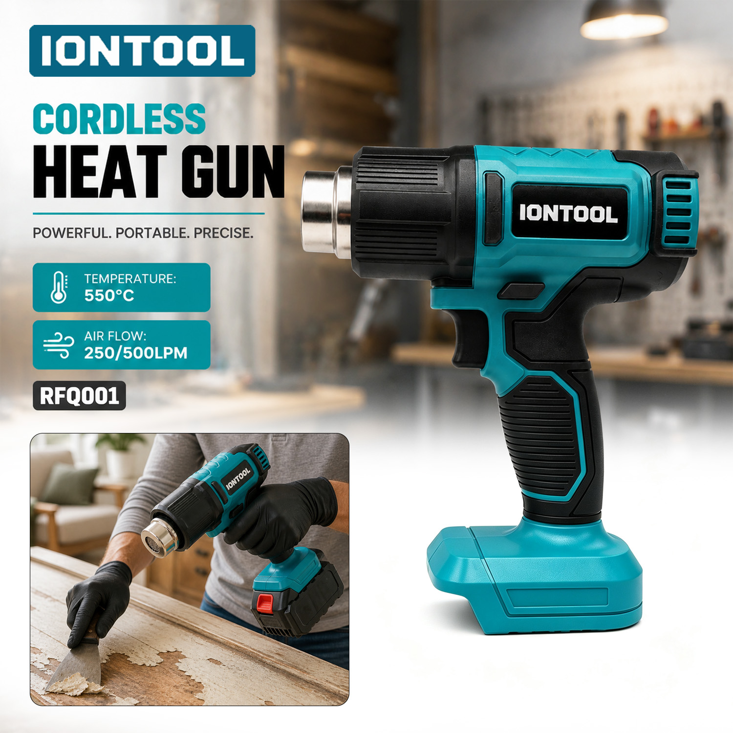 Heat Gun Small - IONTOOL Draadloze Heteluchtpistool 550 ℃ 250-500LPM