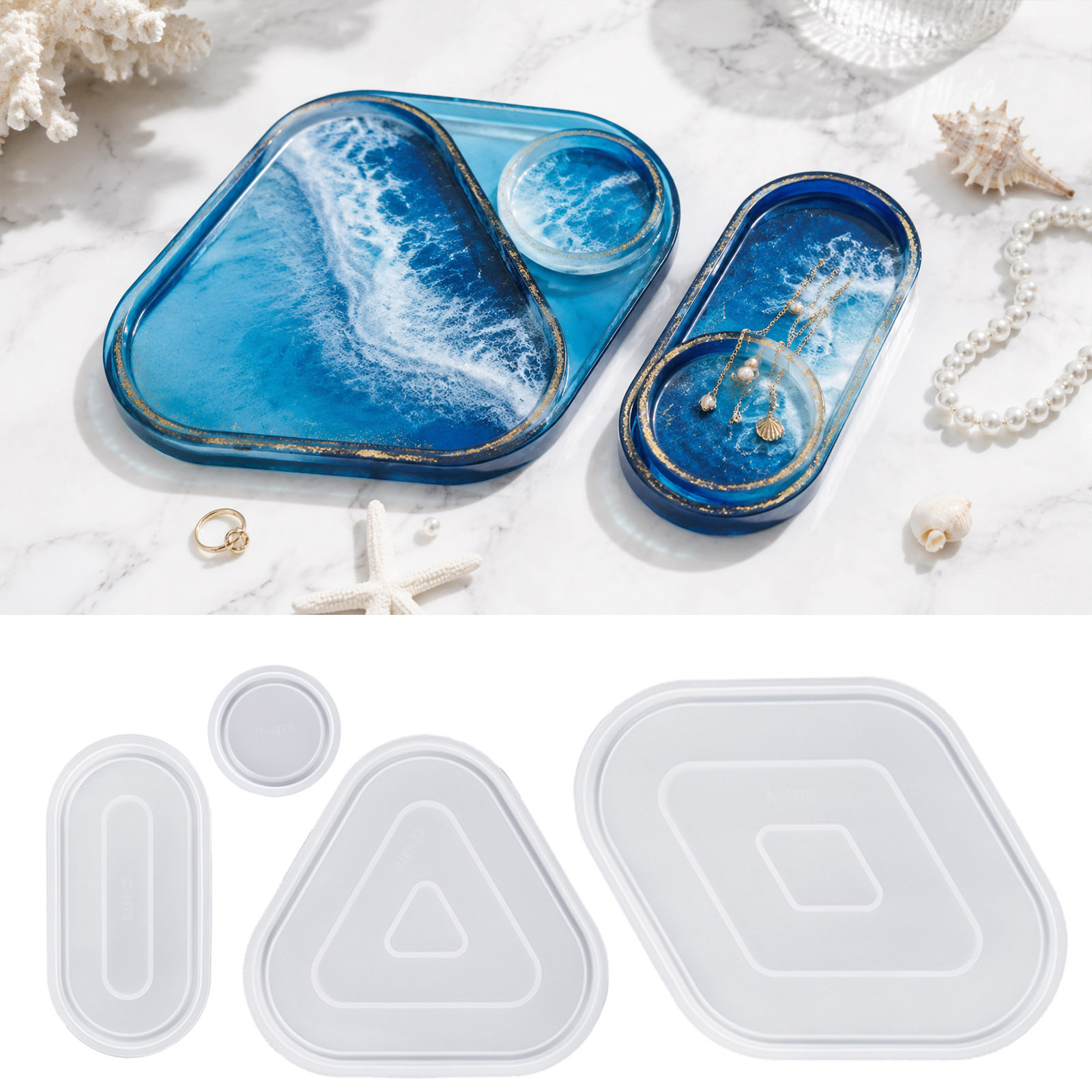 Serving Tray Mold - 4 stuks onregelmatige siliconen malvormen voor